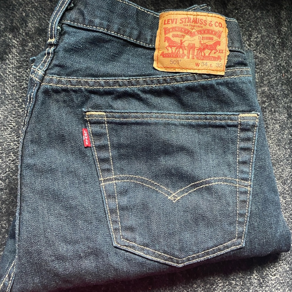 NEW—Levi's Men’s 501 Buttonfly Dark Blue Original Fit Jeans